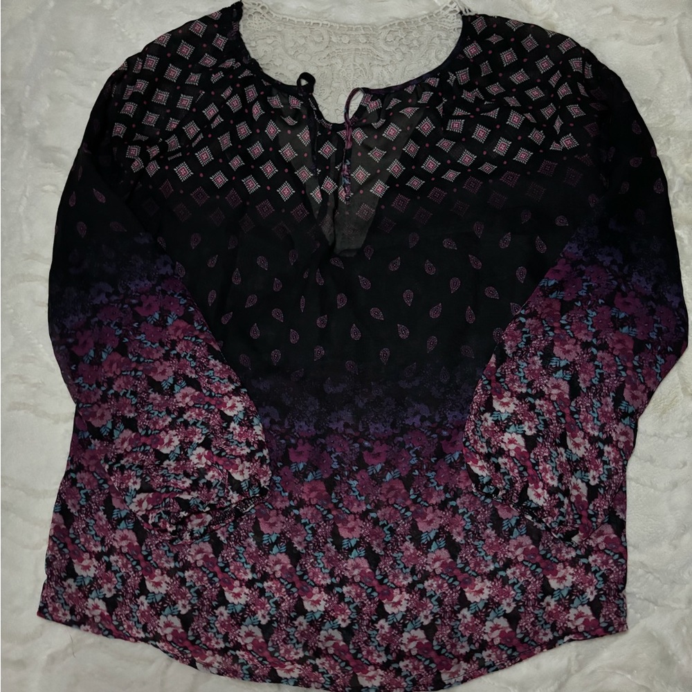 Patterned Sheer Floral Top
